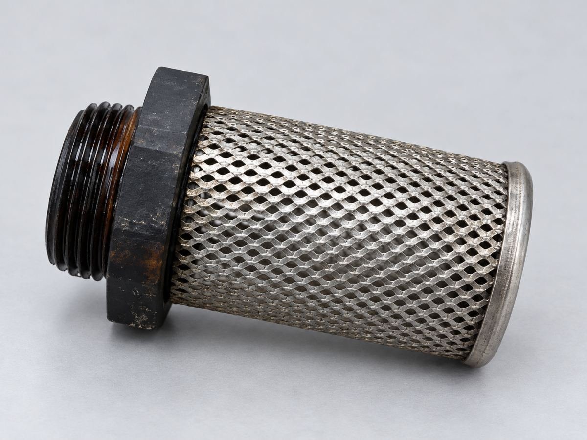 Metal mesh filter with threaded fitting